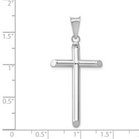 14K White Gold Polished Tube Cross Pendant view 4