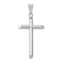 14K White Gold Polished Tube Cross Pendant view 1