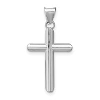 14K White Gold Polished Tube Cross Pendant view 4