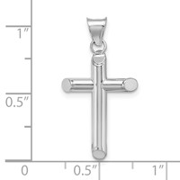 14K White Gold Polished Tube Cross Pendant view 3