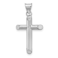 14K White Gold Polished Tube Cross Pendant view 1
