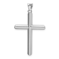 14K White Gold Polished Tube Cross Pendant view 3