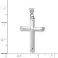14K White Gold Polished Tube Cross Pendant view 4