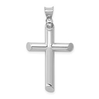 14K White Gold Polished Tube Cross Pendant view 1