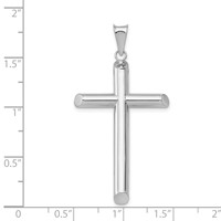 14K White Gold Polished Tube Cross Pendant view 4