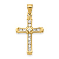 14K CZ Cross Pendant view 1