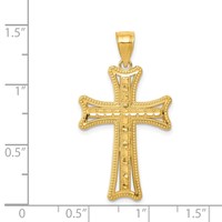 14K Yellow Gold Diamond-cut Cross Pendant view 4