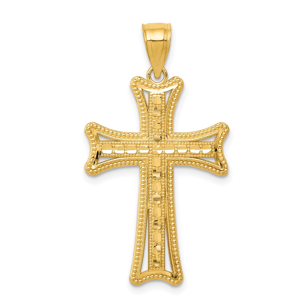 14K Yellow Gold Diamond-cut Cross Pendant