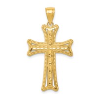 14K Yellow Gold Diamond-cut Cross Pendant view 1