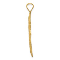 14K Yellow Gold Diamond-cut Cross Pendant view 2