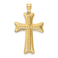 14K Yellow Gold Diamond-cut Cross Pendant view 3
