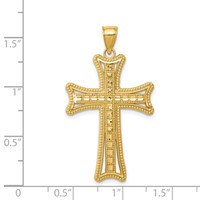 14K Yellow Gold Diamond-cut Cross Pendant view 4