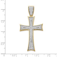 14K and White Rhodium Micro Pavé CZ Large Cross Pendant view 4