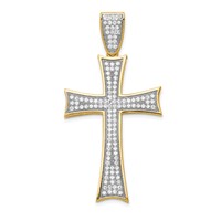 14K and White Rhodium Micro Pavé CZ Large Cross Pendant view 1
