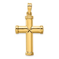 14K Yellow Gold Polished Stamping Cross Pendant view 4