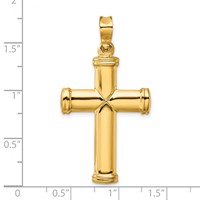 14K Yellow Gold Polished Stamping Cross Pendant view 3
