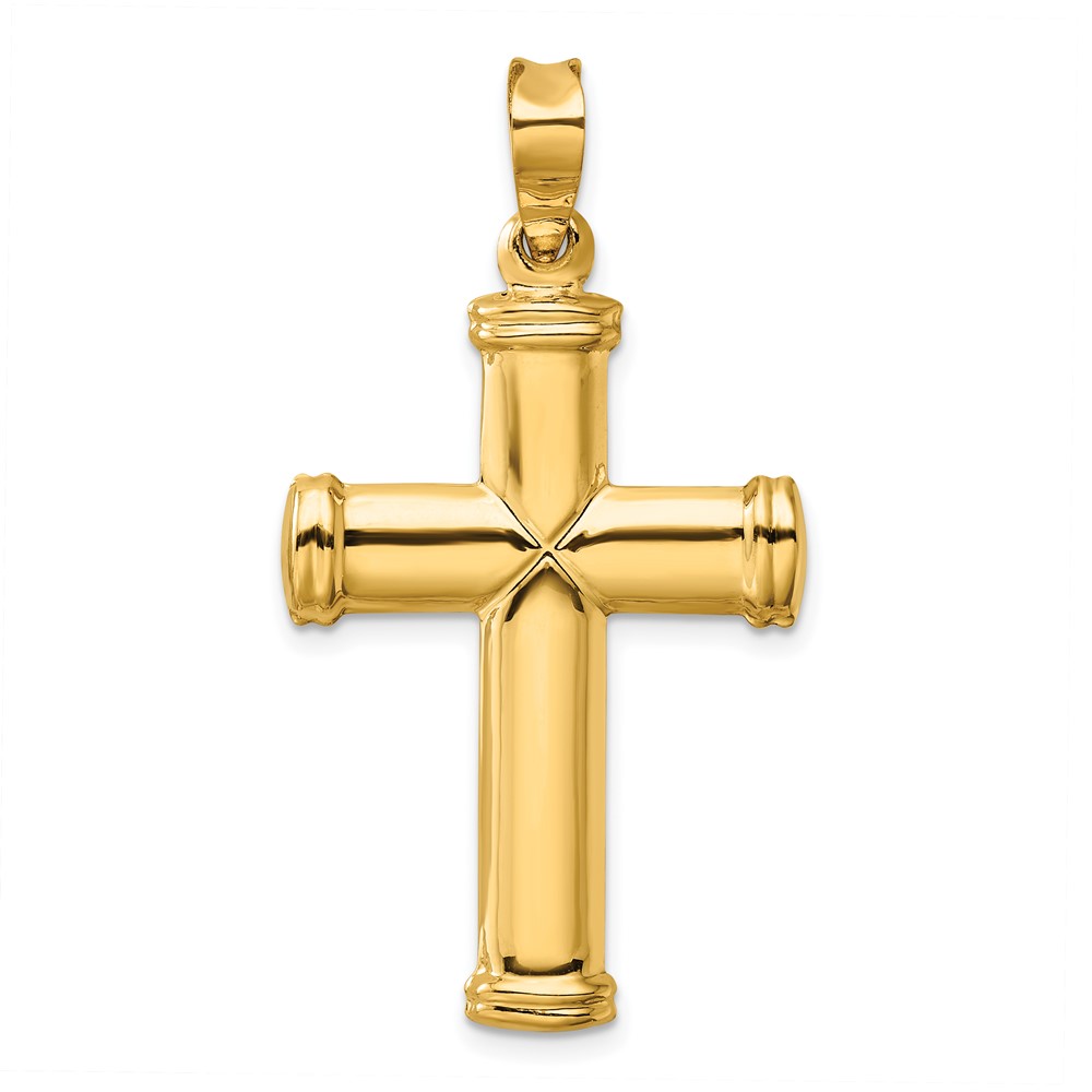 14K Yellow Gold Polished Stamping Cross Pendant