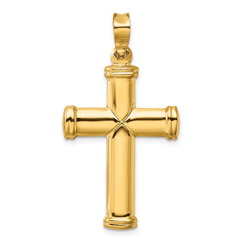 14K Yellow Gold Polished Stamping Cross Pendant