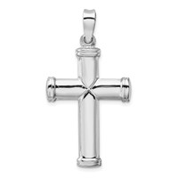 14K White Gold Polished Stamping Cross Pendant view 4