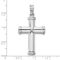 14K White Gold Polished Stamping Cross Pendant view 3