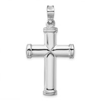 14K White Gold Polished Stamping Cross Pendant view 1