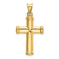 14K Yellow Gold Polished Stamping Cross Pendant view 3