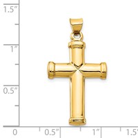 14K Yellow Gold Polished Stamping Cross Pendant view 4