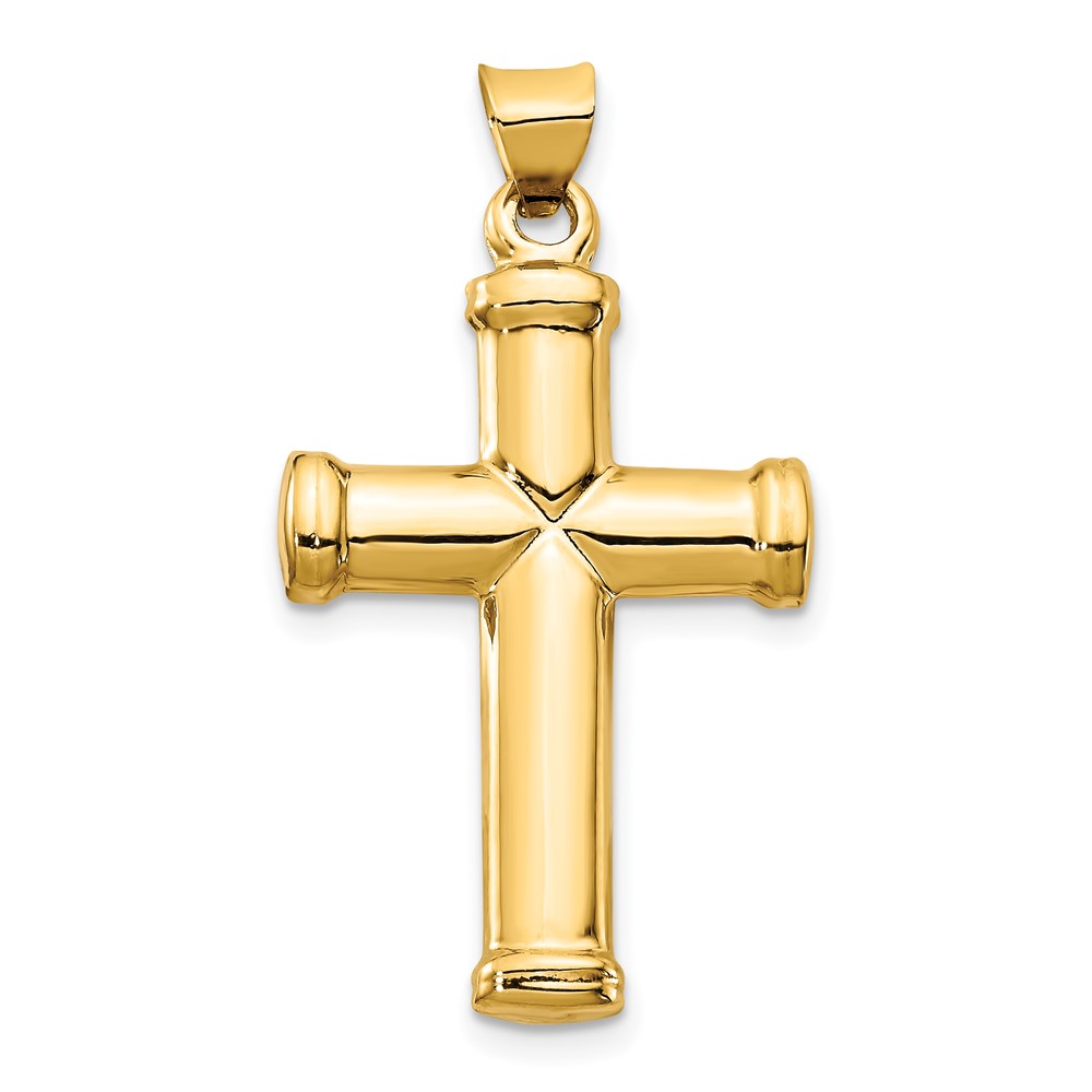 14K Yellow Gold Polished Stamping Cross Pendant