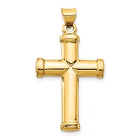 14K Yellow Gold Polished Stamping Cross Pendant view 1