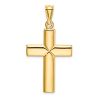 14K Yellow Gold Polished Stamping Cross Pendant view 3