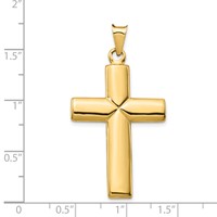 14K Yellow Gold Polished Stamping Cross Pendant view 4