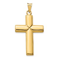 14K Yellow Gold Polished Stamping Cross Pendant view 1