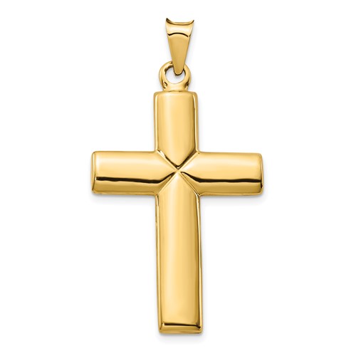 14K Yellow Gold Polished Stamping Cross Pendant