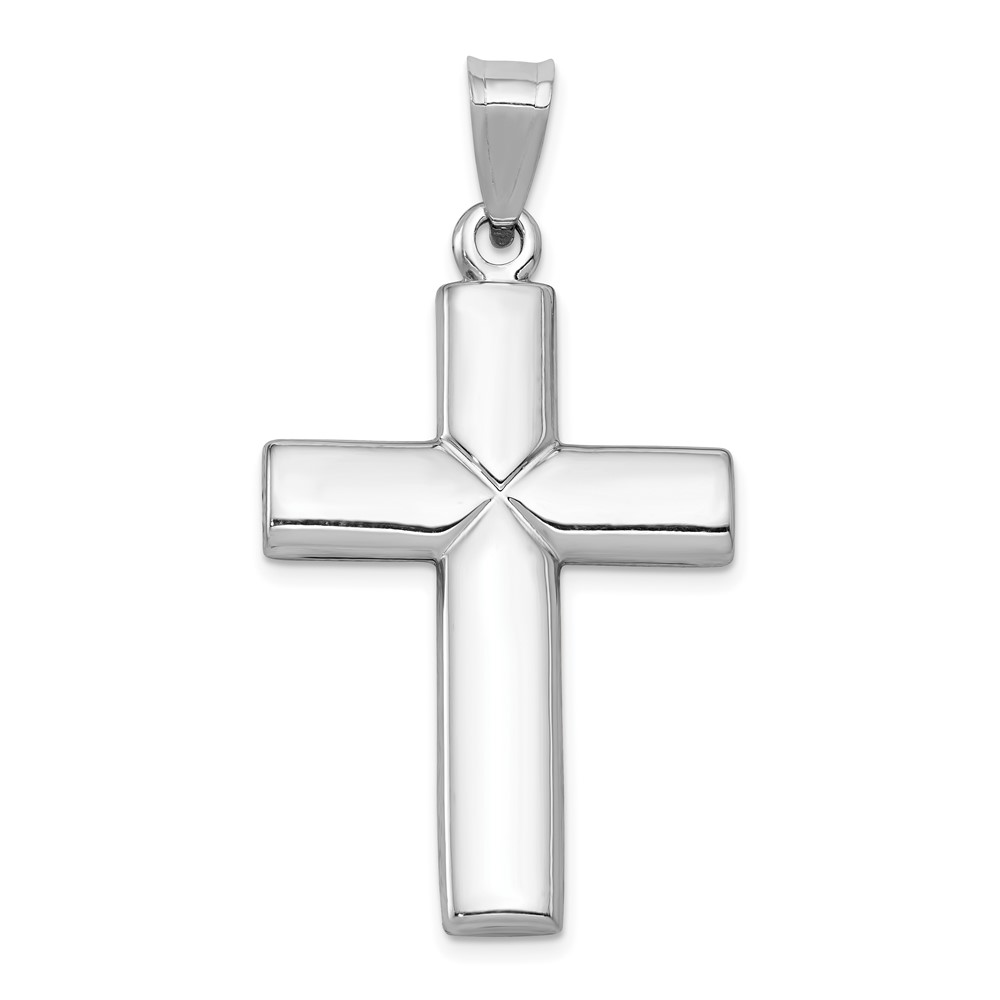 14K White Gold Stamping Cross Pendant