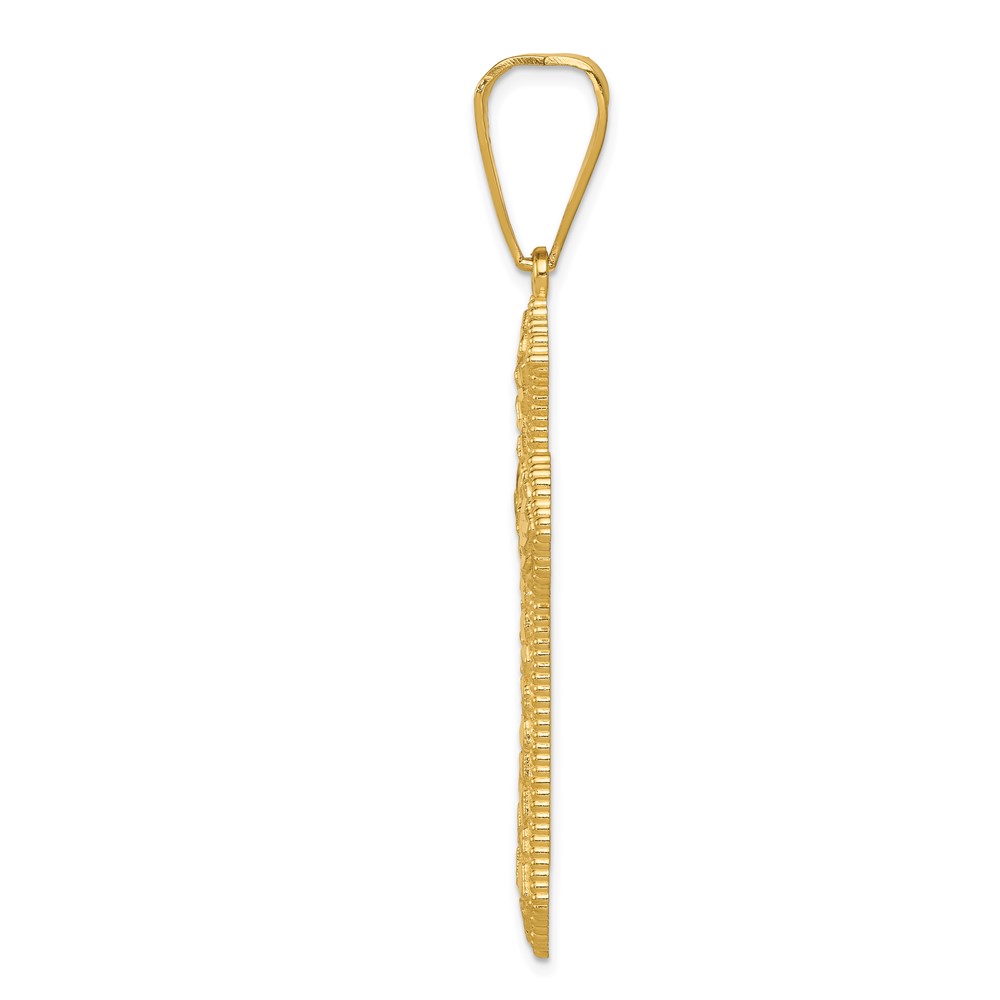 14k Diamond-cut Budded Cross Pendant (K6223)