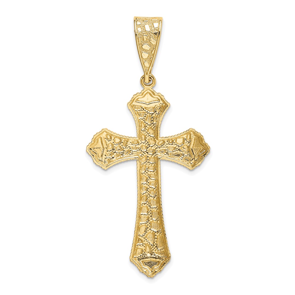 14k Diamond-cut Budded Cross Pendant (K6223)
