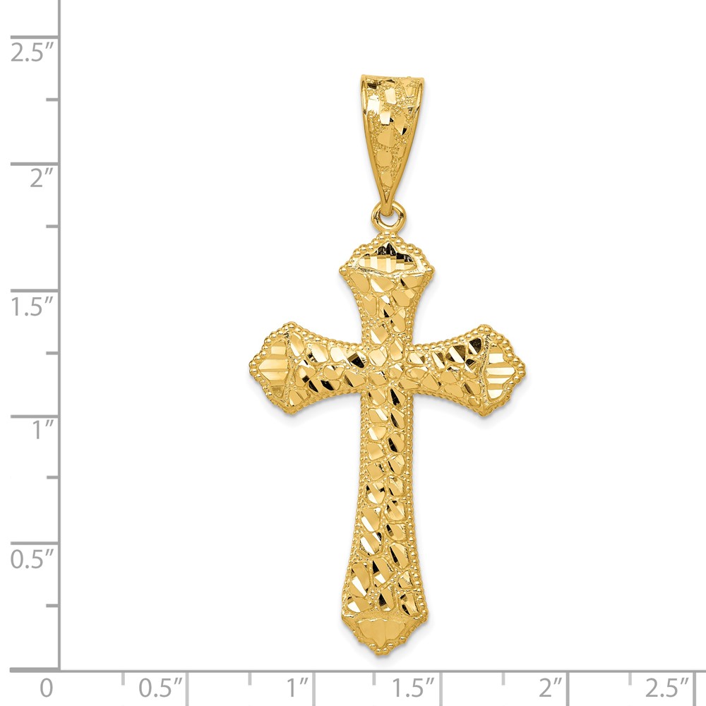 14k Diamond-cut Budded Cross Pendant (K6223)