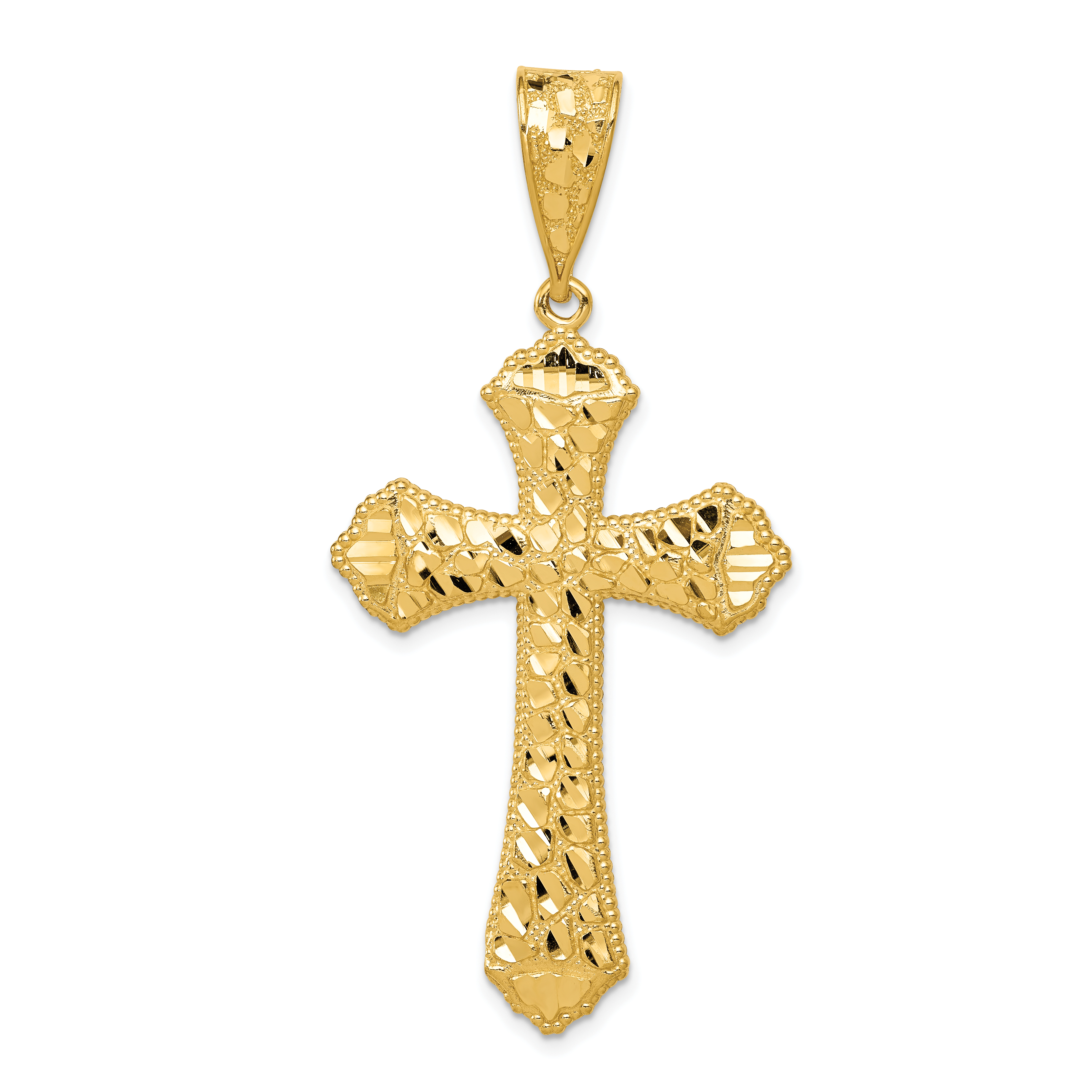 14k Diamond-cut Budded Cross Pendant (K6223)