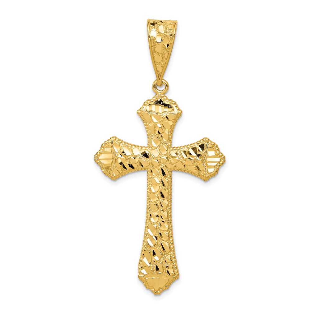 14k Diamond-cut Budded Cross Pendant (K6223)
