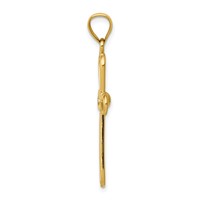 14K Yellow Gold Polished Rounded Cross Pendant with -x- Center view 2
