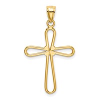 14K Yellow Gold Polished Rounded Cross Pendant with -x- Center view 3