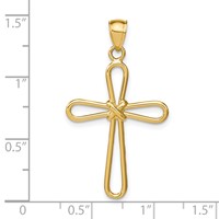14K Yellow Gold Polished Rounded Cross Pendant with -x- Center view 4
