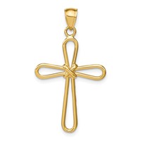 14K Yellow Gold Polished Rounded Cross Pendant with -x- Center view 1