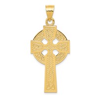 14K Yellow Gold Polished Celtic Cross Pendant view 1