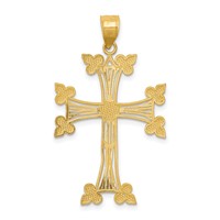 14K Yellow Gold Diamond-cut Fancy Cross Pendant view 4