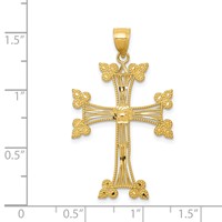 14K Yellow Gold Diamond-cut Fancy Cross Pendant view 3