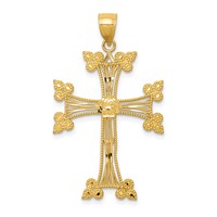 14K Yellow Gold Diamond-cut Fancy Cross Pendant view 1