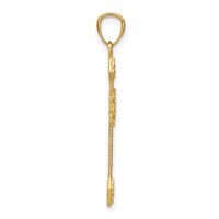14K Yellow Gold Diamond-cut Polished Filigree Cross Pendant view 2