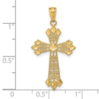 14K Yellow Gold Diamond-cut Polished Filigree Cross Pendant view 4