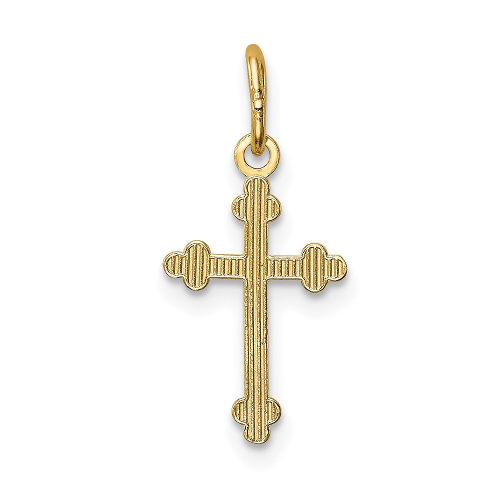 14k Polished Small Budded Cross Charm (K6243)